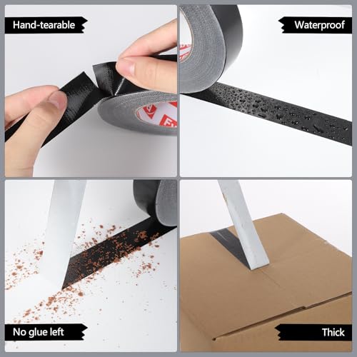 Fyguard 2 Rolle Panzertape, 25mm x 50m Panzerband Schwarz Reparaturband 210μ Gewebeband Wasserfest zum Reparieren Befestigen Bündeln Verstärken Abdichte