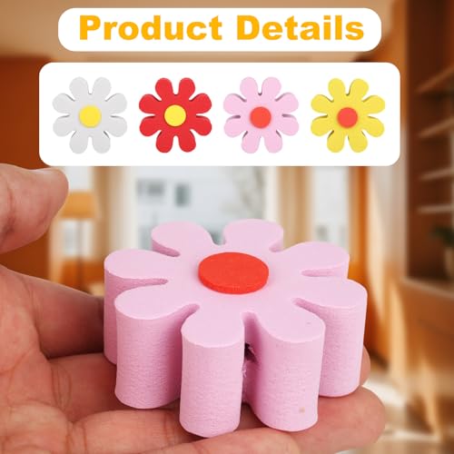 Penitue 4pcs Daisy Car Antenna Topper, EVA Foam Cute Flower Antenna Ball Cover Universal Auto Roof Exterior Decorative Accessories for Women Men (4 Colors)