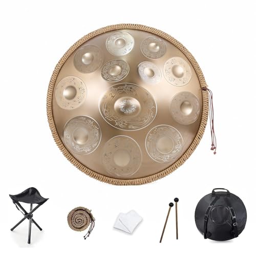 Handpan Drum D Minor 9/10/12 Notas Handpan Drum 22 Pulgadas Handpan Drum 432Hz/440Hz para Principiantes, Profesionales y Terapeutas Musicales (Un Color-12 Notas(432Hz))