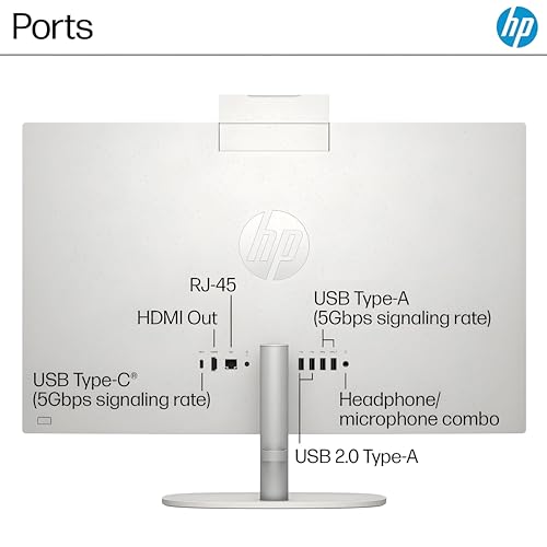 Image of HP 2025 24 inch FHD All in one Desktop Computer Powerful Performance for Home & Office, AMD Ryzen 7 7730U, 16GB RAM, 1TB PCIe SSD, Dual Speakers, Slim Bezel, Wi-Fi 6, HDMI, Bluetooth, White, Windows 11