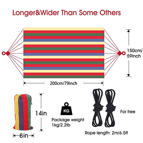 Garden Hammocks Comfortable Fabric Hammock Portable With Carrying Bag For Outdoor Patio Yard Backyard, Beach, Camping Travel, Load Capacity Up To 550 Lbs Canvas Cotton Hammocks (Red) #TOP4