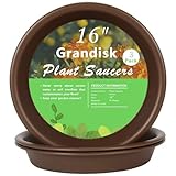 TITE Plant Saucer 16 inch,Heavy Large Planter Durable Thicker Plastic Plant Trays for Indoors and Outdoor,Plant Saucer Drip Trays,Brown (16 inch,Brown) Pack of 3