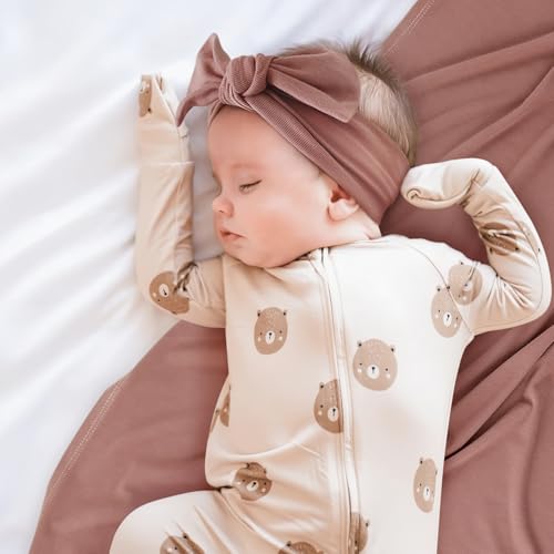 Image of GRSSDER Newborn Swaddle Blanket, Ultra Soft Jersey Receiving Blanket with Matching Headband and Beanie Set, 47x47 inch Extra Large Nursery Swaddle Wrap for Girls and Boys