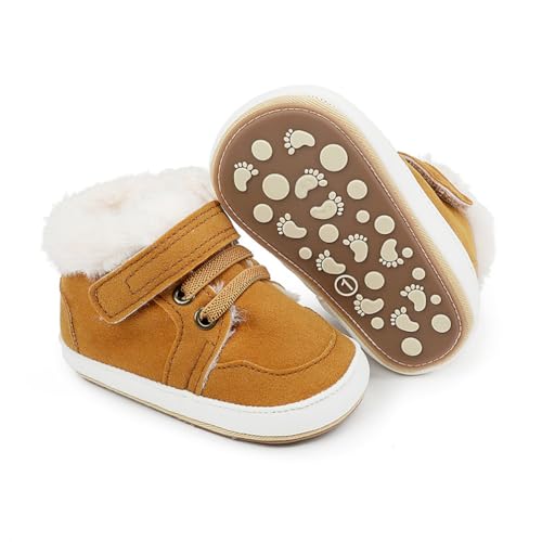 Image of Clowora Baby Boys Girls Shoes Non-Slip Rubber Sole Sneakers Infant First Walking Toddler Crib Shoes Newborn Loafers Flats. (12/Khaki,0-6 Months)