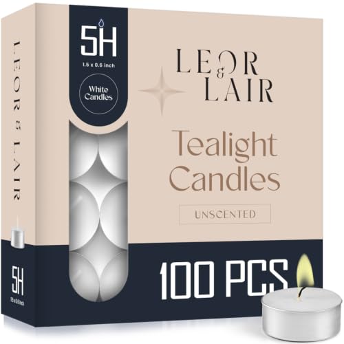Unscented Tea Lights, 100 Pack, 5 Hour
