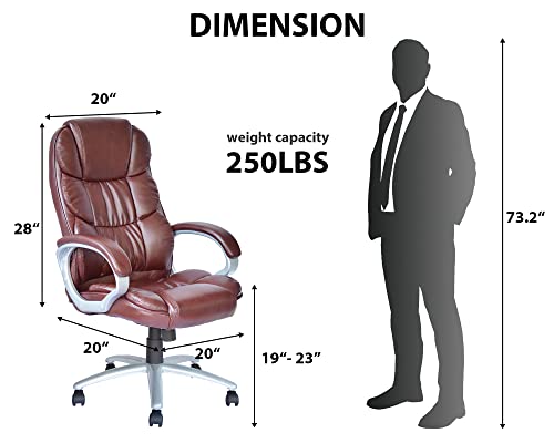 Ergonomic Office Chair, Height Adjustable Pu Leather Office Chair With Padded Armrests And Lumbar Support, 250 Lbs Heavy Duty Swivel Desk Chair Computer Chair For Men Women, Desk Chairs With Wheels #TOP1