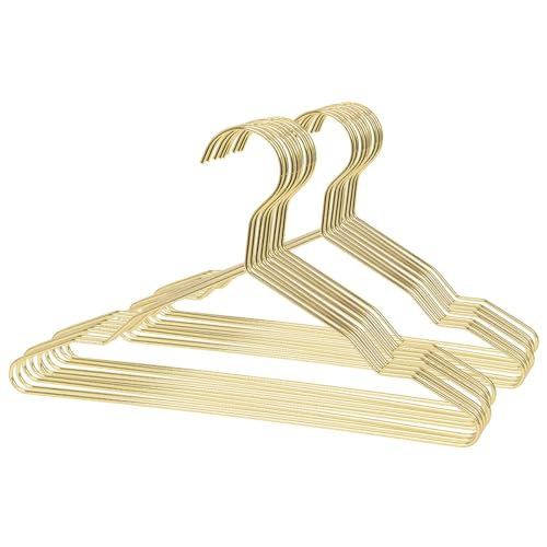Harbour Housewares Metal Coat Hangers - Gold - 20x Childrens Wire Clothes Hangers with Trouser Bar and Non Slip Shoulder Notches for Jacket, Suit, Jumper, Dress Wardrobe Storage