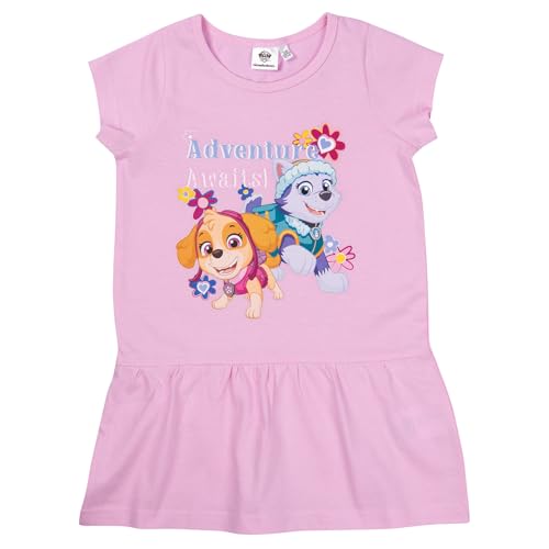 Paw Patrol Kleid für Mädchen - Adventure Awaits! Skye & Everest Kleidchen mit kurzen Ärmeln Rosa (DE/NL/SE/PL, Numerisch, 110, 116, Regular, Rosa)