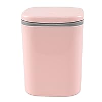 Vista 7 de Bote de basura pequeño de plástico de 0.5 galones, mini bote de basura de escritorio, color rosa