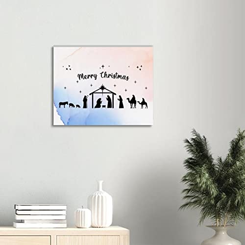 Crèche de Noël peinture toile pour sublimer le salon ou le bureau en hiver