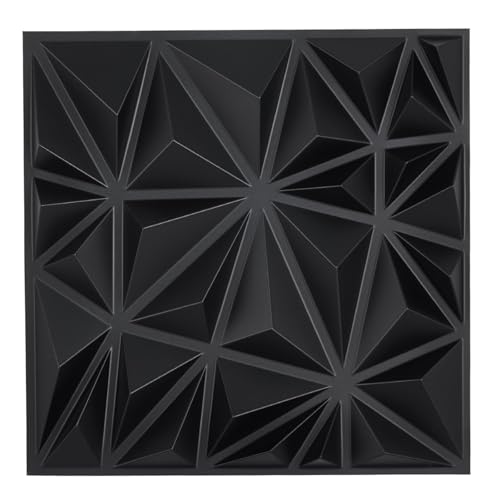 VEVOR 3D Wall Panels, 33-Pack 11.81 x 11.81 in PVC Modern Art Minimalist Diamond Tiles, 32 Sq.Ft Coverage Accent Wall Panel, Interior Home Decor for Ceiling, Bedroom, Living & Gaming Room, Matte Black