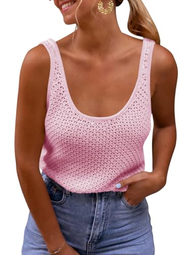 Saodimallsu Damen Sommer Trendy Tops Lässig Ärmellos Stricken Sexy...
