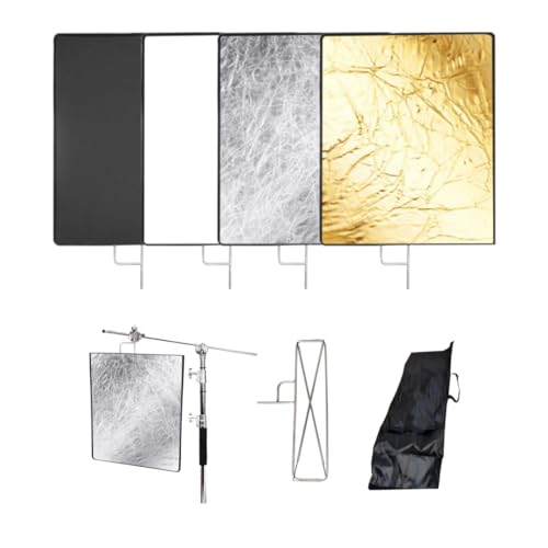 BOLLUMA Foldable Reflect Flag Kit, 24x30in/60x75cm 4 In 1 Photography Lighting Reflector, Diffuser Light Modifier Shaper for Soft, Diffused, Light Effects for Photo Studio Video