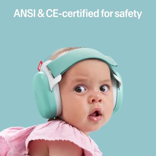 Image of Alpine Muffy Baby Comfort - Protects Hearing for Babies and Toddlers - CE & ANSI Certified - Headband for Safe fit & Comfort - Adjustable for Ages 3-48 Months - 24dB Sound Reduction, Aqua