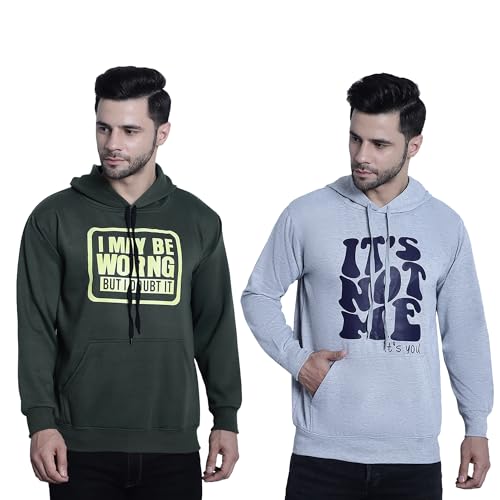 Image of Mack Jonney Printed Hooded Cotton Fleece Sweatshirt for Men (Pack of 2)-MACK50710