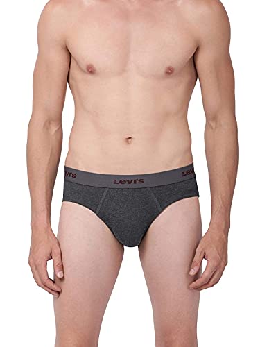Image of Levi's Men's Cotton 100 CA-STYLE-009-NEO Brief-DK. Grey Melange,Black-P2 Classic