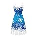 TOADDITDO Christmas Blue Snowflake Womens Sleeveless Tank Dress for Women Fashion Knee Length Pleated Midi Vest Sundress with 2 Side Pockets