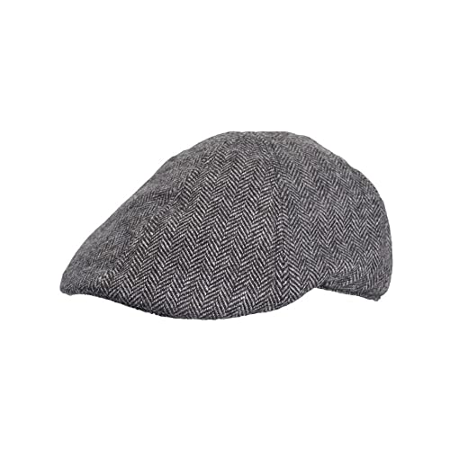 Casquette plate en laine Walker & Hawkes style chevron gris de haute qualité