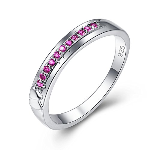 Emsione Created Ruby Spinel 925 Sterling Silver Plated CZ Filled Ring for Women