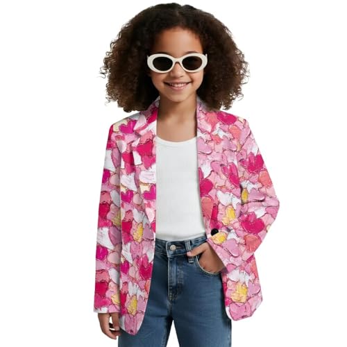 Uacyareni Girls Blazer Jacket Heart Tie-Dye Button Down Suit Blazer Lapel Neck Long Sleeve Casual Jacket Comfortable Lapel Collar with Pocket-7 Year