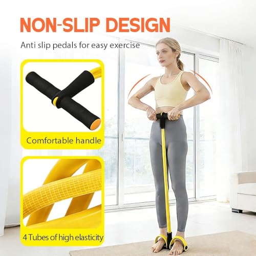 Image of Yoga Pedal Puller Resistance Band 4 Tube Pull Reducer | Tummy Trimmer & Pedal Puller for Exercise | Full Body Home Gym Workout for Abs, Arms & Legs | Amazely - Multicolor