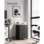 VASAGLE File Cabinet, 3 Drawers Filing Cabinet for Home Office, with Wheels, for A4, Letter Sized Documents, Hanging File Folders, Ink Black UOFC065B16 - Image 2