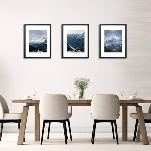 KAIWIN 11x14 Picture Frame Black Set of 3, Photo Frame with Acrylic Glass for Pictures 8x10 with Mat or 11x14 Without Mat - Image 3