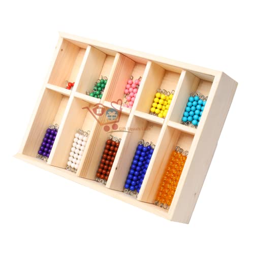 Image of GIFT EQUALS LOVE GELTOY Handmade Wooden Montessori Counting Beads Checker Board Math Games Toy Teaching Numbers Educational Decanomial Learning Homeschooling Toys Set (Educational)