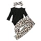 Baby Mädchen Kleidung Neugeborenes Mädchen Outfits Langarm Leopard Strampler Jumpsuit Top und Hosen Stirnband Bekleidungsset 3-6 Monate