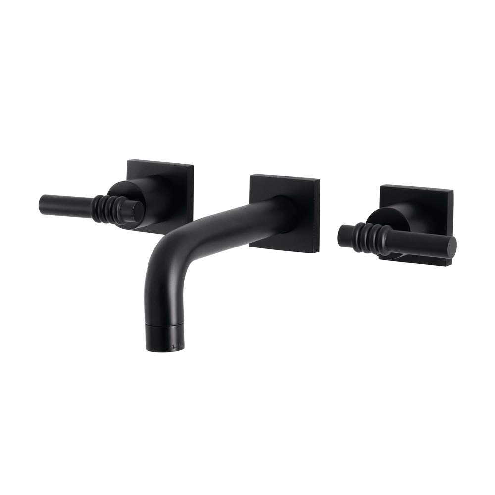 Robinet de salle de bain noir mat Milano Kingston Brass KS6120ML pour lavabo mural