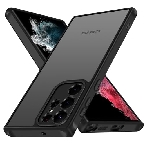 ivoler Funda Mate Negro para Samsung Galaxy S22 Ultra 5G, [Protección Lente Cámara] [Protección Militar] Carcasa Protectora Antigolpes Trasera Translúcida Antihuellas Silicona Case