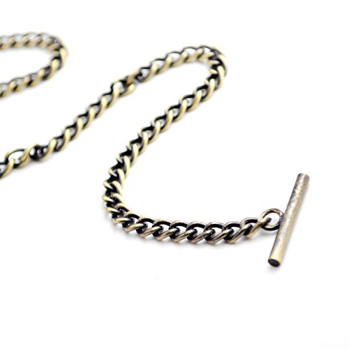 Cadena de reloj de bolsillo anticaída con barra T-bar metálica de 60cm 4
