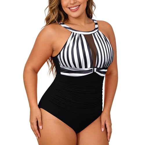 Maillot été uni taille haute WWricotta noir à couvrance totale