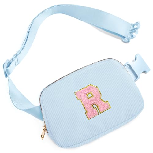 Image of Gitus Birthday Gifts for 10 11 12 13 14 15 16 Year Old Girls Personalized Gifts for Women Initial Fanny Pack Crossbody Bag Belt Bag Cute Preppy Stuff for Teen Girls Teenage Girl Gifts (Icing Blue-R)