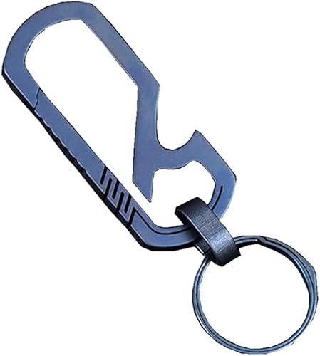 KUNSON - Llavero de titanio ultraligero con mosquetón antipérdida, diseño de abrebotellas multiherramientas, regalo creativo, llavero de liberación