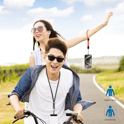 Image of takyu Phone Lanyard, 2 Pack Adjustable CellPhone Lanyard Crossbody Neck Strap & 2 Pack Wrist Strap & Nylon Tether Tabs Compatible for iPhone Android Smartphones Orange Black