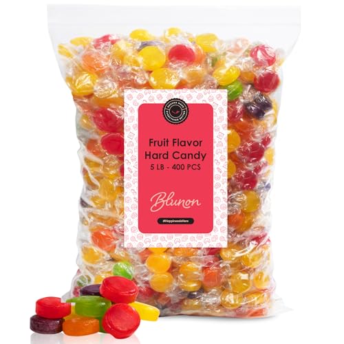 Hard Candy Bulk Assorted - 5 Pounds Fruit Flavored Candies Individually Wrapped - Nostalgic Old School Candy - 400 Pieces