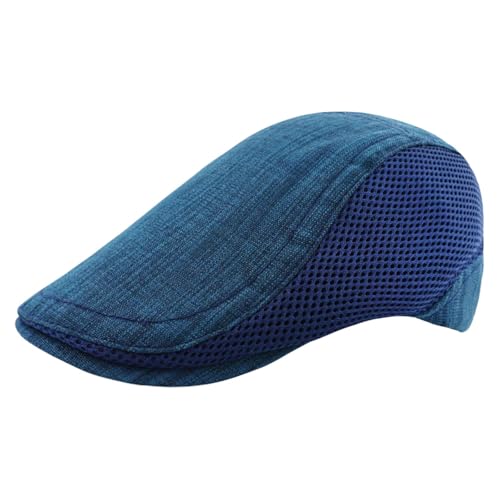 Image of Men's Cotton-Hemp Blend Newsboy Cap - Lightweight Summer Flat Cap for Driving & Outdoor Style