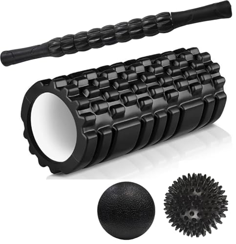 Image of Bodylastics Foam Roller Kit with Massage Stick, Lacrosse & Spike Balls for Pre & Post Workout Sessions, Deep Tissue Massage, Relief from Muscle Pain