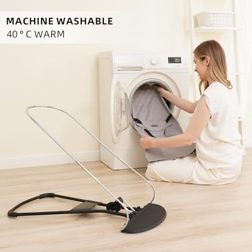 iGRATENS Fabric Seat for Bouncer - Cover for Baby Babybjorn Bouncer Balance Soft & Bliss, 100% Cotton, Skin -Friendly, Machine Washable, Light Grey - Image 2