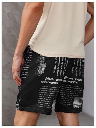 GORGLITTER Men's Graphic Print Drawstring Waist Straight Workout Gym Track Shorts2