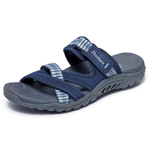 Image of Skechers Women's Reggae - Color-full | Cushioned Footbed, Shock-Absorbing Reggae Midsole, Leather and Web Fabric Upper, Outdoor Trail Slide
