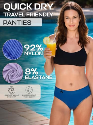 Image of Balanced Tech Moisture Wicking Underwear for Women, Seamless Workout Hipster Brief Bikini Panties