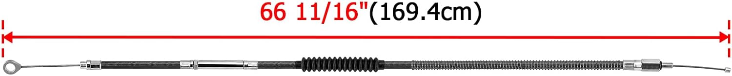 Mofun 66 11/16" Extended Braided Clutch Cable Stainless Steel Fit 10" 12" 14" Handlebar Compatible with Harley Softail Fat Boy Slim Deluxe 2007-2017, Fit Dyna Touring Electra Glide Road Glid, Black