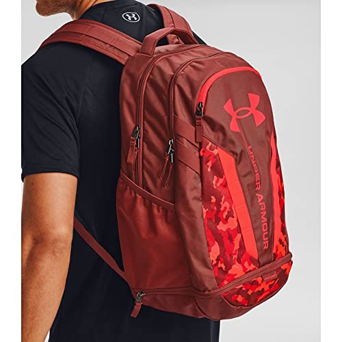 Image of Under Armour Hustle Backpack, Cinna Red (688) /Beta, One Size Fits All