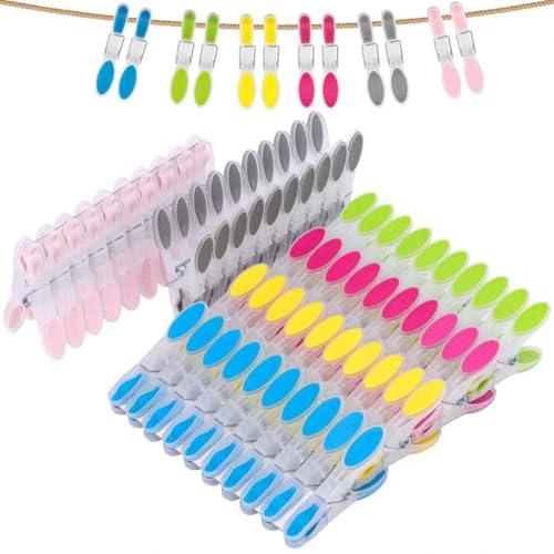Chyaya Lot de 60 pinces à linge en plastique de 8,9 cm pour corde à linge, ressort super fort, adhérence toutes saisons, pour le linge, l'artisanat, les photos, la cuisine et l'extérieur | Bouclier UV