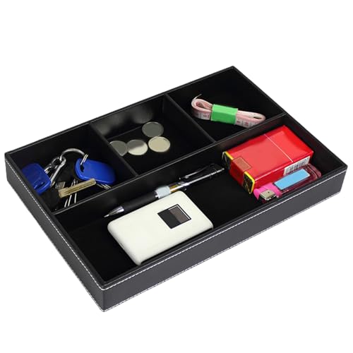 Organiseur de tiroir de bureau à 4 compartiments en cuir compact - 2