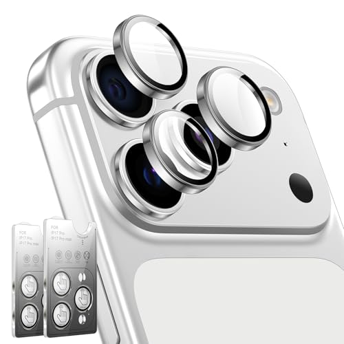 Image of LK 2 Pack for iPhone 17 Pro /17 Pro Max Camera Lens Protector [Top 9H+ Military Grade Shatterproof] One-Click Installation, Ultra-Tough HD, Individual Lens Protectors Scratch-resistant, Silver,2 Pack
