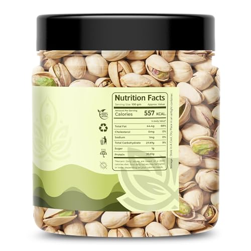 Image of Auravita Premium Roasted & Salted Pistachios 250gm | Crunchy & Flavorful Pista Dry Fruit | Resealable Jar | High in Protein & Fiber | Ideal for Snacking, Gifting & Recipes