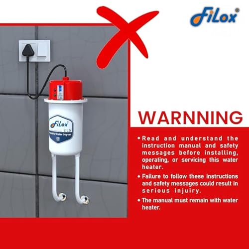 Image of Filox 2 Litre Instant Water Heater | Portable 3kW Mini Instant Electric Geyser for Bathroom, Kitchen, Salon & Office | Shockproof ABS Body | Fast Heating | Auto Cut-Off | Energy Efficient
